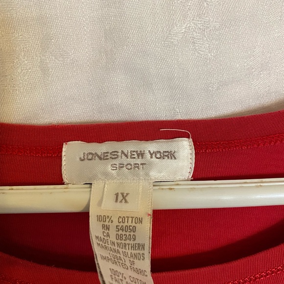Jones New York Sport Red short sleeve top for women size XL - Picture 3 of 3